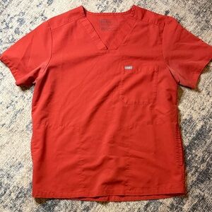 Figs Red/Orange Short Sleeve Mens Scrub